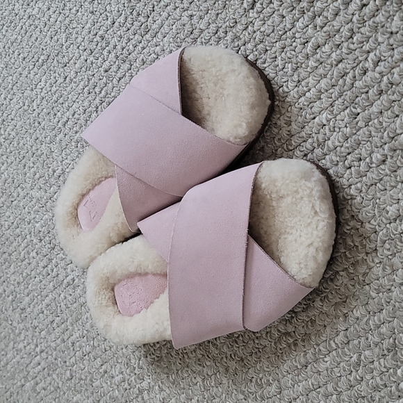 Marc Fisher | Shoes | Marc Fisher Ltd Canna Cozy Slide Pink Suedegenuine  Shearling Women 7m | Poshmark